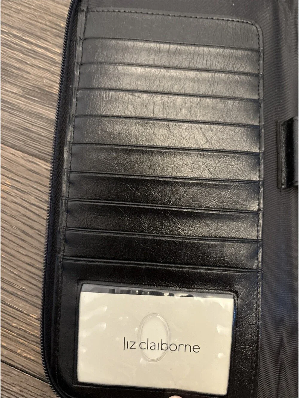 Liz Claiborne Black  Clutch Zipper Large Bill Fold wallet  for women 10” X 5”